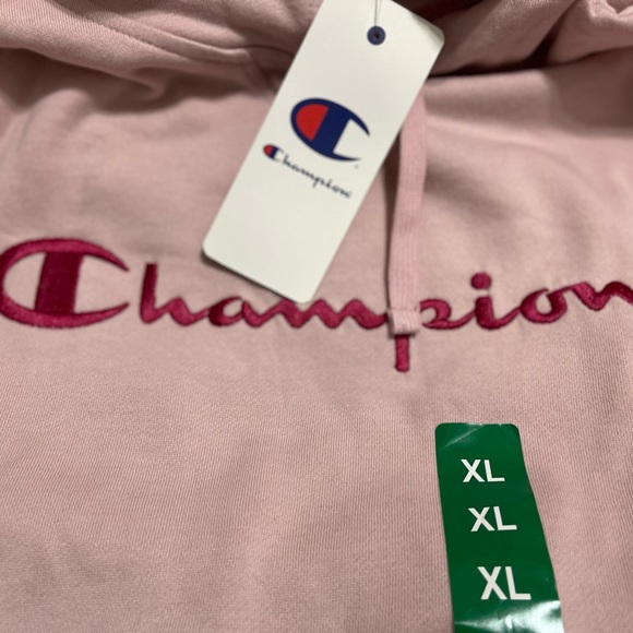 NWT Women’s Size X-Large Champion Drawstring Logo Embroidered Hoodie Hush Pink - Picture 6 of 12